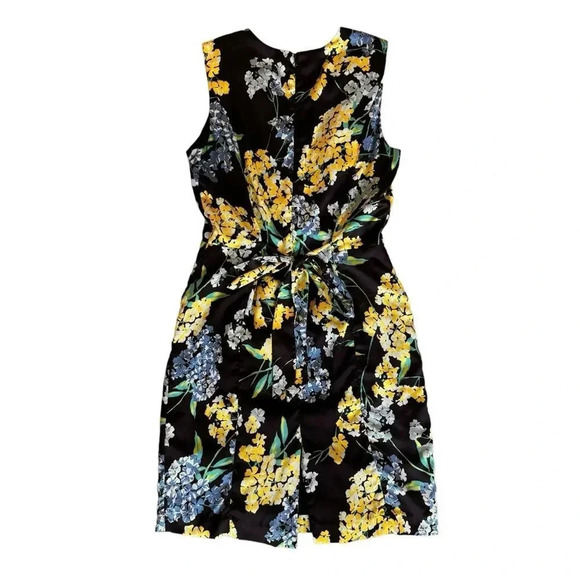 Slate & Willow Yellow Mixed-Media Floral Polka Dot Faux-Wrap Sheath V-neck 12 - Picture 10 of 16